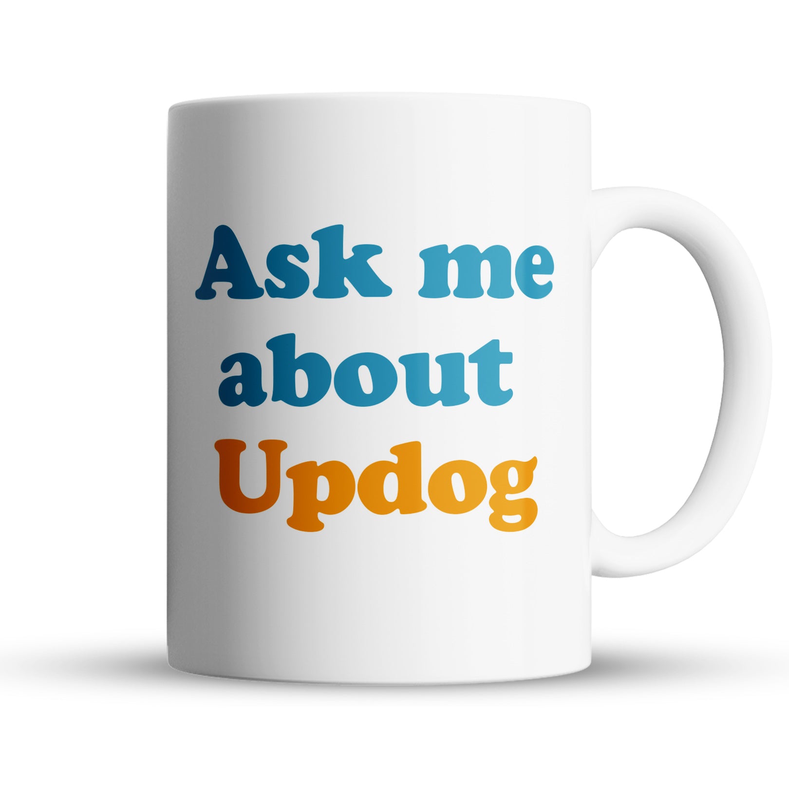 Funny office coffee mug with text ask me about updog 15oz ceramic gag gift for dads and friends