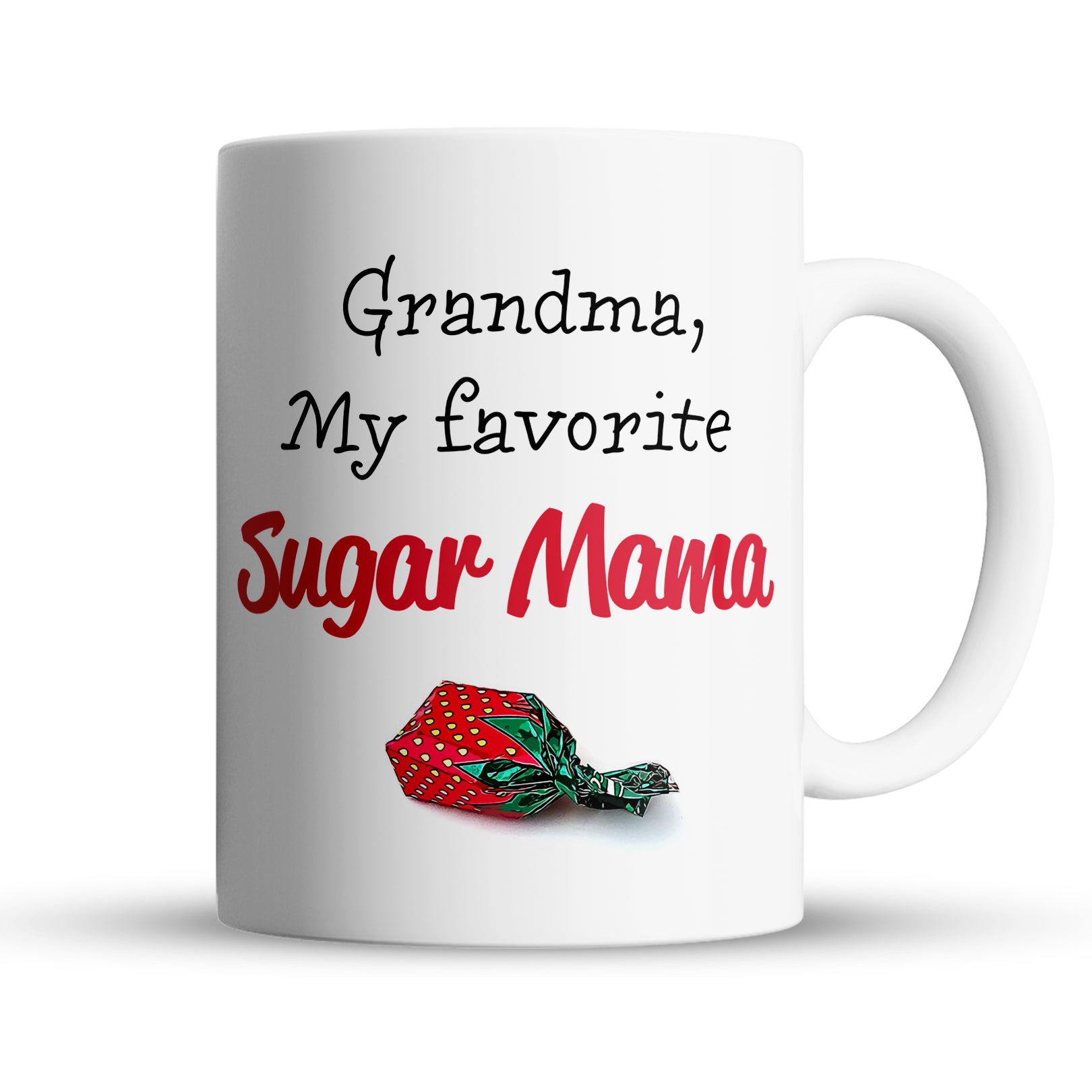 Funny grandma coffee mug with Sugar Mama candy design, 15oz ceramic gift for grandma
